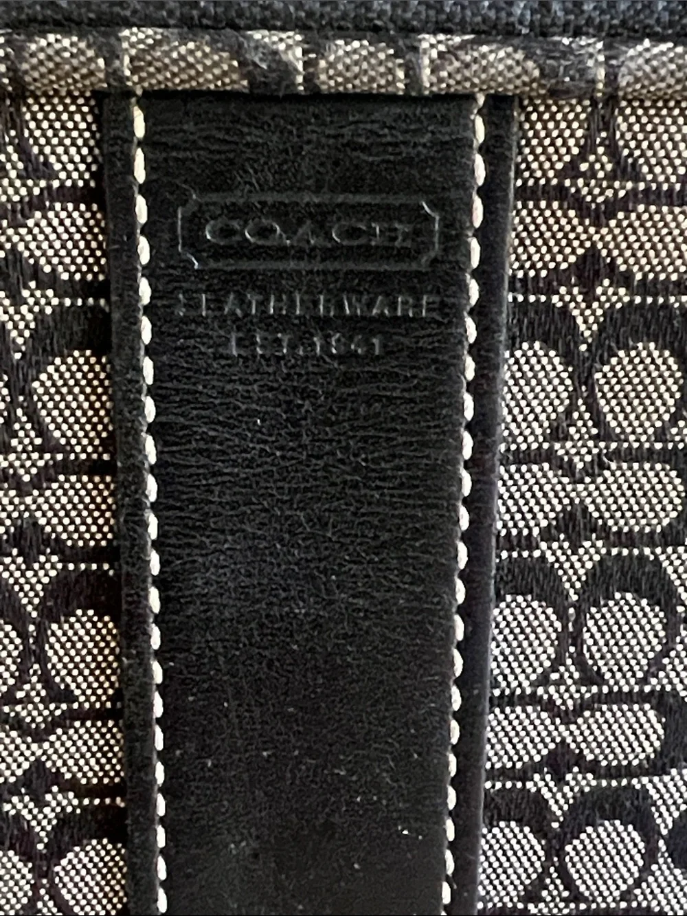 Vintage COACH Monogram Canvas Leather Trim Cosmetic Mini Zip Bag Black - Picture 2 of 11